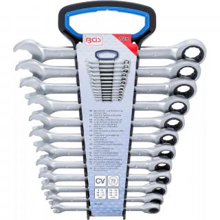 Kľúče očkoploché račňové na strane vidlice a očka, 8 - 19 mm, 12 dielov, BGS 6545 (Open End Ratchet and Ratchet Ring Wrench Set | 12 pcs. (BGS 6545))
