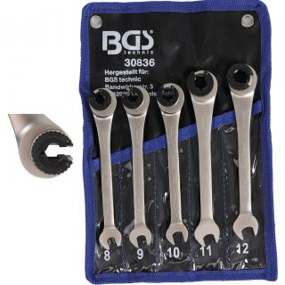 Kľúče očkoploché račňové, otvorené, 8 - 12 mm, 5 dielov, BGS 30836 (Combination Spanner Set with Ratchet Function | open | 8 - 12 mm, 5 pcs. (BGS 30836))