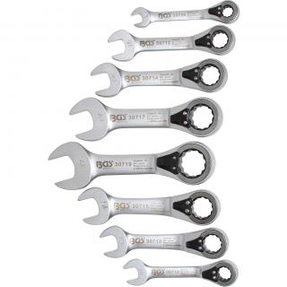 Kľúče očkoploché račňové, prepínacie, 8 - 19 mm, 8 dielov, BGS 30720 (Ratchet Combination Wrench Set | reversible | 8 - 19 mm | 8 pcs. (BGS 30720))