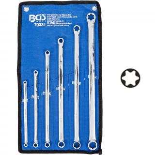 Kľúče očkové obojstranné, E-profil, extra dlhé, E6 x E7 - E22 x E24, 6 dielov, BGS 70331 (Double Ring Spanner Set with E-Type Ring Heads | extra long | E6 x E7 - E22 x E24 | 6 pcs. (BGS 70331))