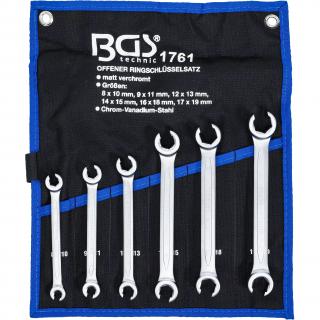 Kľúče očkové obojstranné, otvorené, 8 x 10 - 17 x 19 mm, 6 dielov, BGS 1761 (Double Ring Spanner Set, open Type | 8 x 10 - 17 x 19 mm | 6 pcs. (BGS 1761))