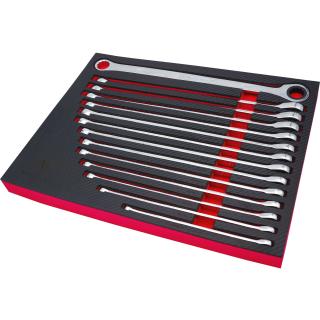 Kľúče očkové obojstranné, račňové, extra dlhé, 8 - 24 mm, 14 dielov, Welzh 6535-WW (14-Piece Aviation Ratchet Spanner Set; Ring &amp; Ratchet, 8-24mm (Welzh 6535-WW))