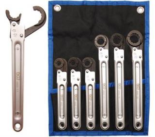 Kľúče otvorené stranové na vedenie, 10 - 22 mm, račňové, 6 dielov, BGS 8665 (Line Ratchet Wrench / Flare Nut Wrench Set | 6 pcs. (BGS 8665))