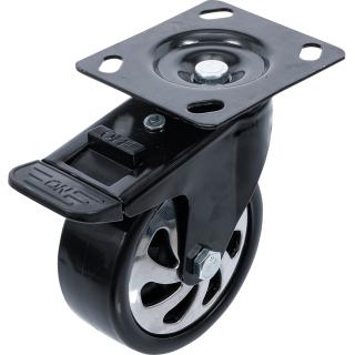 Koliesko otočné, s montážnou doskou a brzdou, pre vozík BGS 104107, 104204, 104205, 104206, 104199, BGS 4107-3 (Swivel Castor | with Assembly Plate and Brake | for BGS 4107, 4204, 4205, 4206, 4199 (BGS 4107-3))