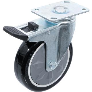 Koliesko otočné, s montážnou doskou a brzdou, pre vozík BGS 104235, 106070, BGS 4235-2 (Swivel Castor | with Assembly Plate and Brake | for BGS 4235, 6070 (BGS 4235-2))