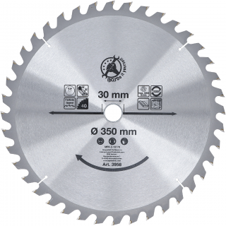 Kotúč pílový s karbidovými hrotmi, Ø 350 x 30 x 3,4 mm, 40 zubov, BGS 3958 (Carbide Tipped Circular Saw Blade | Ø 350 x 30 x 3.4 mm | 40 teeth (BGS 3958))