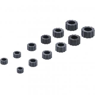 Krytky demontážne pre poškodené skrutky a matice so 6-hrannou hlavou, 12 dielov (Extractor Cap Set for damaged hexagon Nuts and Bolts | 12 pcs. (BGS 1245))