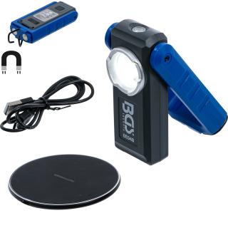 Lampa COB LED dielenská s magnetom a hákom, sklopná, s funkciou bezdrôtového nabíjania, BGS 85348 (COB LED Workshop Lamp with Magnet and Hook | foldable | with Wireless Charging Function (BGS 85348))