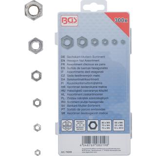 Matice 6-hranné, nerezové, 300 dielov, BGS 74249 (Hexagon Nut Assortment | Stainless Steel | 300 pcs. (BGS 74249))