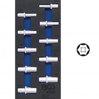 Modul 1/3 - hlavice nástrčné 1/2 , 6-hran, predĺžené, 3/8  - 15/16 , 10 dielov, BGS 4098 (Tool Tray 1/3: Sockets | 12.5 mm (1/2 ) | Inch Sizes | deep | 10 pcs. (BGS 4098))