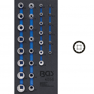 Modul 1/3 - hlavice nástrčné 1/4 , 1/2 , 12-hran, 4 - 24 mm, 29 dielov, BGS 4056 (Tool Tray 1/3: Sockets 12-point | 6.3 mm (1/4 ) / 12.5 mm (1/2 ) | 29 pcs. (BGS 4056))