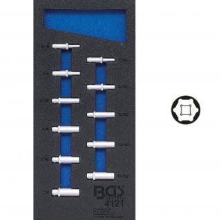 Modul 1/3 - hlavice nástrčné 1/4 , 6-hran, predĺžené, palcové, 11 dielov, BGS 4121 (Tool Tray 1/3: Sockets | 6.3 mm (1/4 ) | Inch Sizes | deep | 11 pcs. (BGS 4121))