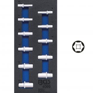 Modul 1/3 - hlavice nástrčné 3/8 , predĺžené, palcové 5/16  - 7/8 , 11 dielov, BGS 4099 (Tool Tray 1/3: Sockets | 10 mm (3/8 ) | Inch Sizes | deep | 11 pcs. (BGS 4099))