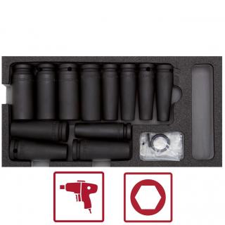 Modul 1/3 - hlavice nástrčné tvrdené, 6-hran, predĺžené, 1/2 , 10 - 24 mm, 14 dielov, GEDORE R22150012 (Impact Socket Set 1/2  in 1/3 module, 14 pcs. (GEDORE R22150012))
