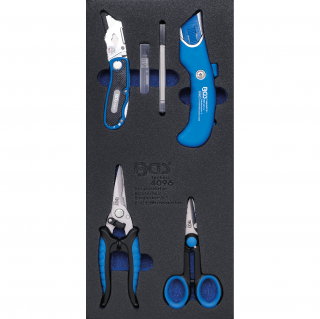 Modul 1/3 - nožnice, nože, 6 dielov, BGS 4096 (Tool Tray 1/3: Knife and Shears Set | 6 pcs. (BGS 4096))