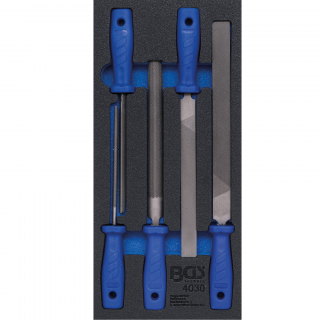 Modul 1/3 - pilníky dielenské, plastová rukoväť, 5 dielov, BGS 4030 (Tool Tray 1/3: File Set | plastic handle,5 pcs. (BGS 4030))