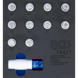 Modul 1/6 - hlavice na skrutky ráfika pre BMW, 11 dielov, BGS 74421 (Tool Tray 1/6: Rim Lock Socket Set for BMW | 11 pcs. (BGS 74421))