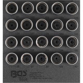 Modul 1/6 - hlavice na skrutky ráfika pre Opel / Vauxhall (verzia C), 20 dielov, BGS 9558 (Tool Tray 1/6: Rim Lock Socket Set for Opel / Vauxhall (Version C) | 20 pcs. (BGS 9558))