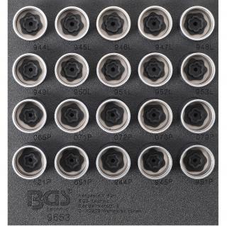 Modul 1/6 - hlavice na skrutky ráfika pre Volvo, 20 dielov, BGS 9653 (Tool Tray 1/6: Rim Lock Socket Set for Volvo | 20 pcs. (BGS 9653))