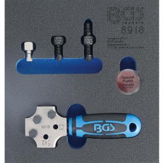 Modul 1/6 - pertlovacia sada, SAE a DIN 4,75 mm (3/16 ), BGS 8918 (Tool Tray 1/6: Flaring Tool | SEA and DIN 4.75 mm (3/16 ) (BGS 8918))