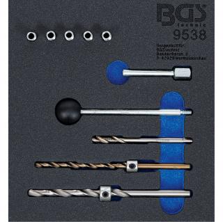 Modul 1/6 - sada na opravu závitov, pre upevňovacie skrutky vstrekovača, 10 ks (Tool Tray 1/6: Thread Repair Kit | for Injector Fastening Screws | 10 pcs. (BGS 9538))