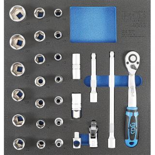 Modul 2/3 - gola sada 1/2 , 6-hran, 27 dielov, BGS 4053 (Tool Tray 2/3: Socket Set 12.5 mm (1/2  ) | 27 pcs. (BGS 4053))