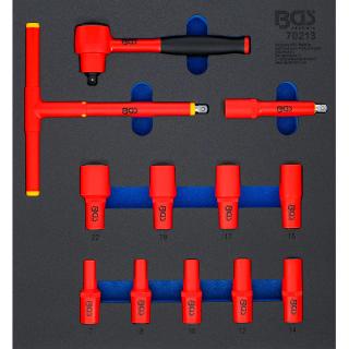 Modul 2/3 - gola sada elektrikárska VDE 3/8 , 7 - 22 mm, 12 dielov, BGS 70213 (Tool Tray 2/3: VDE Socket Set | 10 mm (3/8 ) Drive | 7 - 22 mm | 12 pcs. (BGS 70213))