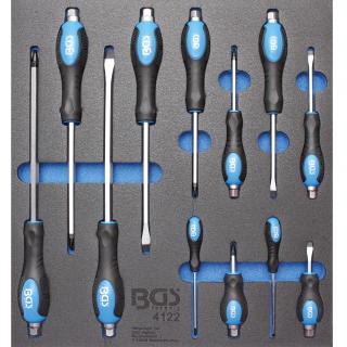 Modul 2/3 - skrutkovače ploché SL 3 - 9,5 mm, krížové PH0 - PH4, 12 dielov (Tool Tray 2/3: Screwdriver Set | 12 pcs. (BGS 4122))