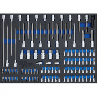 Modul 3/3 - bity a hlavice zástrčné, 5/16 , 1/4 , 1/2 , 104 dielov, BGS 4017 (Tool Tray 3/3: Bit and Bit Socket | 104 pcs. (BGS 4017))