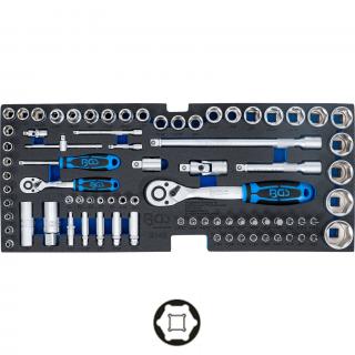 Modul pre kufor BGS 103312: gola sada 1/4 , 1/2 , 6-hran, palcová, 78 dielov, BGS 3345 (Foam Tray for BGS 3312: Socket Set | 6.3 mm (1/4 ) / 12.5 mm (1/2 ) | Inch Sizes | 78 pcs. (BGS 3345))