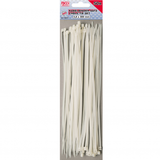 Pásky sťahovacie, biele, 4,8 x 300 mm, 50 dielov, PROFI, BGS 80876 (Cable Tie Set | white | 4.8 x 300 mm | 50 pcs., PROFI (BGS 80876))