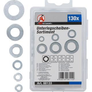 Podložky, Ø 4 - 12 mm (vnútorný priemer), 130 dielov, BGS 88133 (Washer Assortment | Ø 4 - 12 mm (internal diameter) | 130 pcs. (BGS 88133))