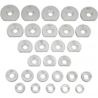 Prítlačné diely na demontáž / montáž ložísk, puzdier a tesniacich krúžkov, 38 - 97 mm, modul 1/3, 28 dielov, STAHLMAXX 123213 (Pressure Piece Set, 38 – 97 mm, for Bearing, Bushing, Sealing Ring Disassembly / Assembly, in 1/3 Foam Insert, 28 pcs.)