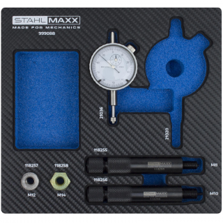 Sada na nastavenie vstrekovacieho čerpadla / hornej úvrate, s malým číselníkom, STAHLMAXX 999088-2 (Injection Pump / TDC Setting Tool Set, with Small Dial (STAHLMAXX 999088-2))
