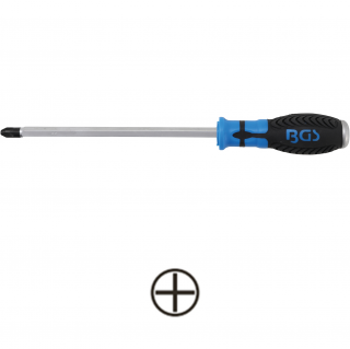 Skrutkovač krížový PH4, dĺžka čepele 200 mm, so 4-hranom 1/4 , BGS 4912 (Screwdriver | Cross Slot PH4 | Blade Length 200 mm (BGS 4912))