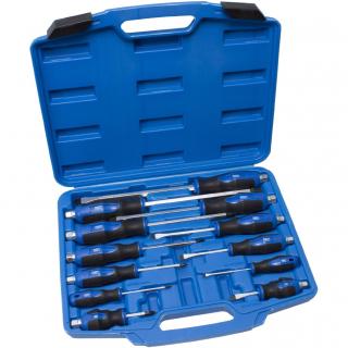 Skrutkovače ploché SL 3,0 - 10 mm, PH0 - PH4, 12 dielov, REPTOOLS 119102 (Screwdriver Set, with External Hexagon, Phillips and Slot, 12 pcs. (REPTOOLS 119102))