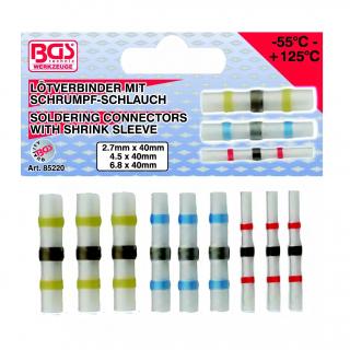 Spojky spájkovacie, so zmršťouvacou dutinkou, 9 dielov, BGS 85220 (Soldering Connector Set | with Shrink Tube | 9 pcs. (BGS BGS 85220))