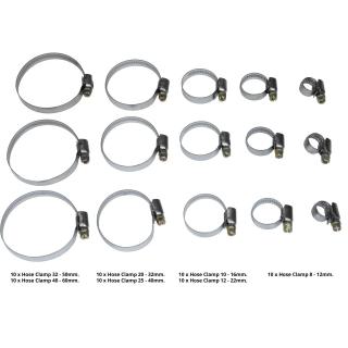 Spony hadicové nerezové, 8 - 60 mm, 70 dielov, Welzh 44806-WW (Stainless Steel Hose Clamps 70-Piece Assortment 8-60mm (Welzh 44806-WW))