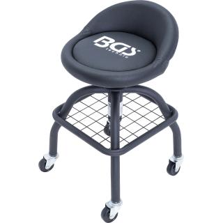 Stolička dielenská, so 4 kolieskami, výškovo nastaviteľná, 540 - 680 mm, BGS 70145 (Workshop Stool | with 4 Castors | height adjustable | 540 - 680 mm (BGS 70145))