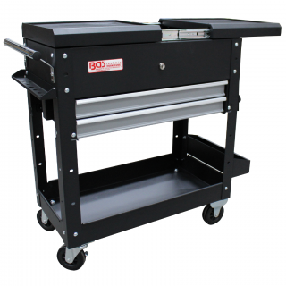 Vozík dielenský, 2 zásuvky, horizontálna dvojítá posuvná zásuvka, prázdny, BGS 4105 (Workshop Trolley | 2 Drawers | Horizontal double Drawer Slide | empty (BGS 4105))