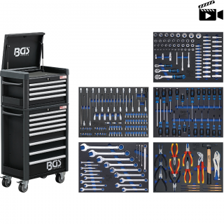 Vozík dielenský Pro Standard Max, 12 zásuviek, 263 dielov náradia, BGS 4088 (Workshop Trolley Pro Standard Max | 12 Drawers | with 263 Tools (BGS 4088))