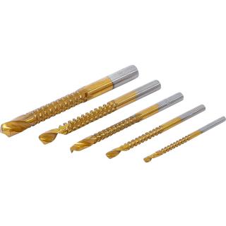 Vrtáky frézovacie, potiahnuté titánom, 3 - 8 mm, 5 dielov, BGS 50795 (HSS Milling Drill Set | titanium coated | 3 - 8 mm | 5 pcs. (BGS 50795))