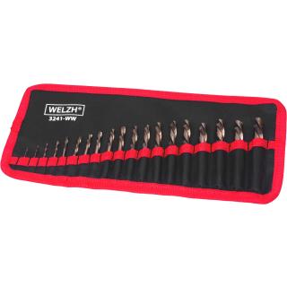 Vrtáky, ľavé, kobalt, extra krátke, 1 - 10 mm, 19 dielov, Welzh 3241-WW (Drill Bit Set, Fully Ground Cobalt Extra Stubby; Left Handed 19-Piece Set (Welzh 3241-WW))