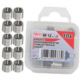 Závitové vložky náhradné, M12 x 1,5 mm, 10 dielov, BGS 9429-1 (Replacement Thread Inserts | M12 x 1.5 mm | 10 pcs. (BGS 9429-1))