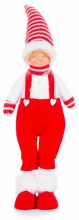 Chlapček v nohaviciach, látkový, červeno-biely, 17x13x48 cm