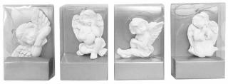 Dekorácia, závesný anjel, polyresin, bal. sellbox 24 ks (mix. 4 vzorov), 5 cm
