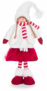 Dievčatko, látkové, červeno-biele, 22x13x57 cm