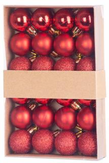 Gule Vianoce, 24 ks, sada, červené, na vianočný stromček, 3 cm