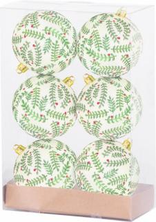 Gule Vianoce, 6 ks, biele s ornamentom, matné