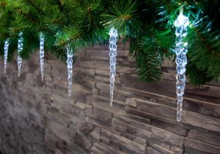 Icicle, 12 LED studená biela, 12 cencúľov, 3xAA, IP44, exteriér